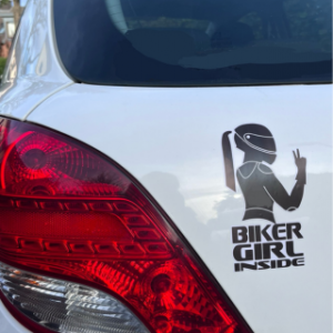Autosticker "Bikergirl inside" schwarz